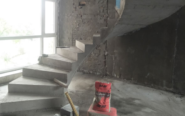 淄博張店澆筑樓梯施工案例